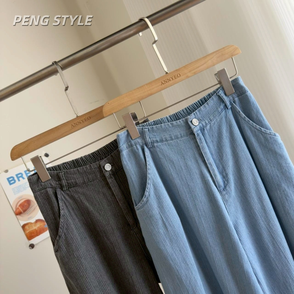 【PENG_STYLE】預購#50150 韓🇰🇷春夏款🍋直條新面料牛仔長褲-細節圖2