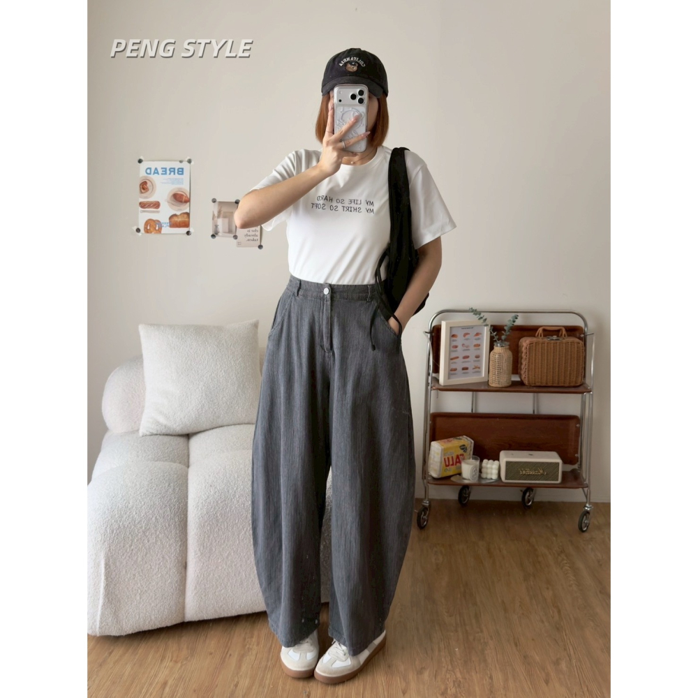 【PENG_STYLE】預購#50150 韓🇰🇷春夏款🍋直條新面料牛仔長褲-細節圖7