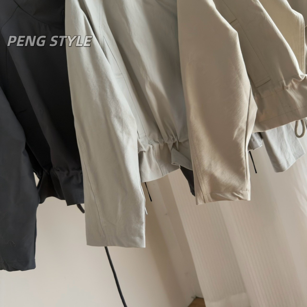 【PENG_STYLE】8月新款✨預購#K233 韓🇰🇷秋款🍂抽繩風衣外套-細節圖3