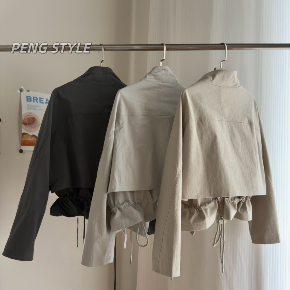 【PENG_STYLE】8月新款✨預購#K233 韓🇰🇷秋款🍂抽繩風衣外套-細節圖4