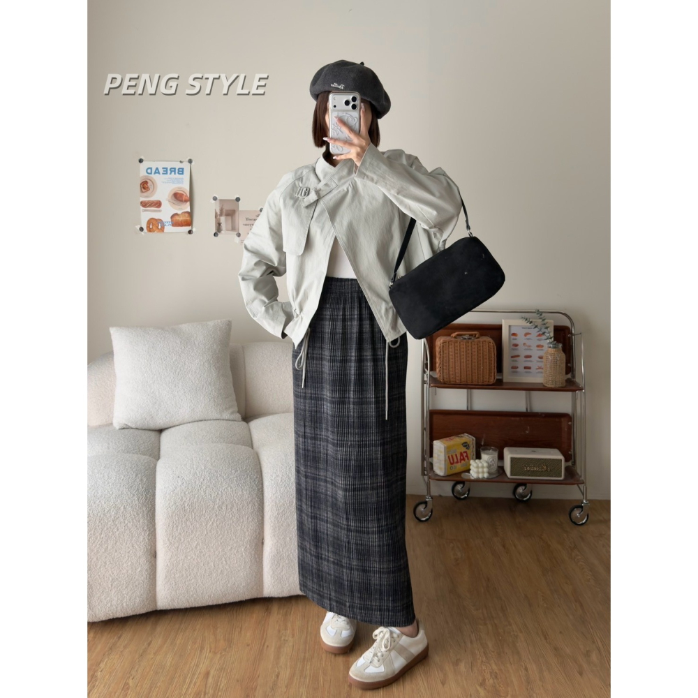 【PENG_STYLE】8月新款✨預購#K233 韓🇰🇷秋款🍂抽繩風衣外套-細節圖5