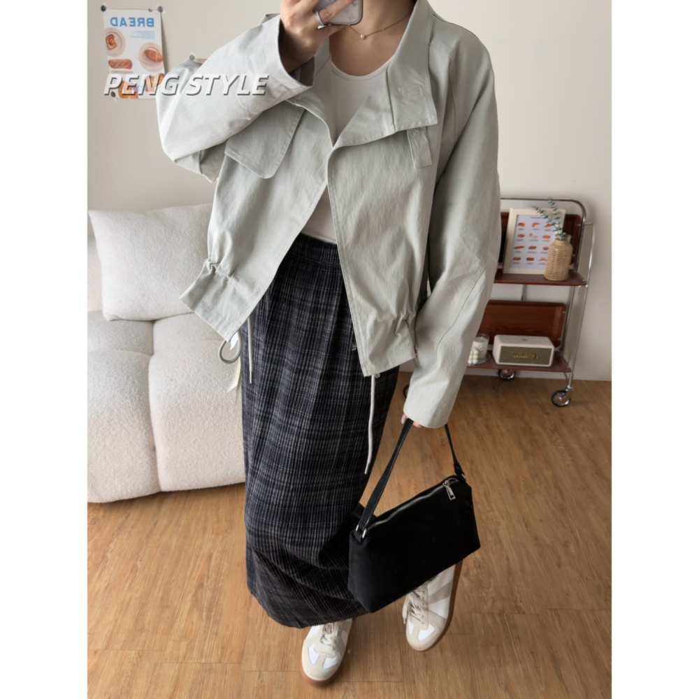 【PENG_STYLE】8月新款✨預購#K233 韓🇰🇷秋款🍂抽繩風衣外套-細節圖7