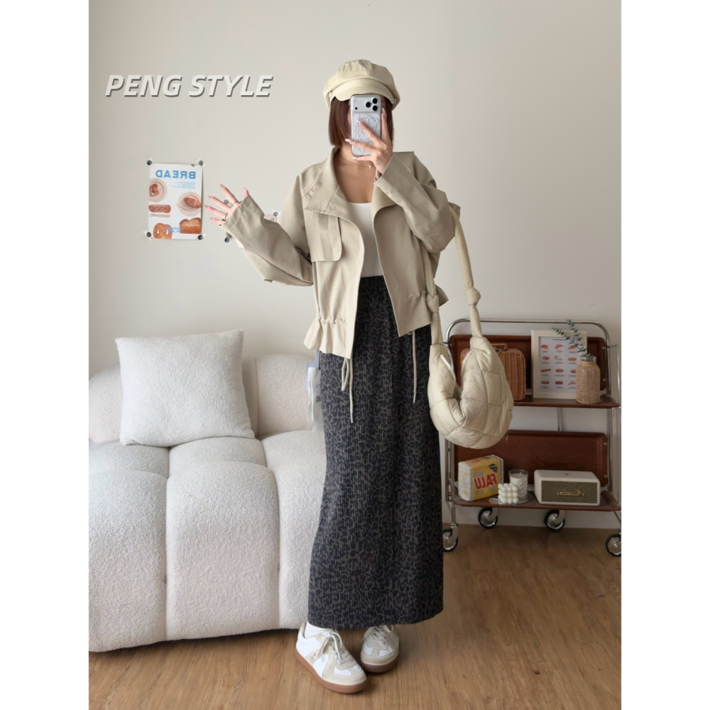 【PENG_STYLE】8月新款✨預購#K233 韓🇰🇷秋款🍂抽繩風衣外套-細節圖9