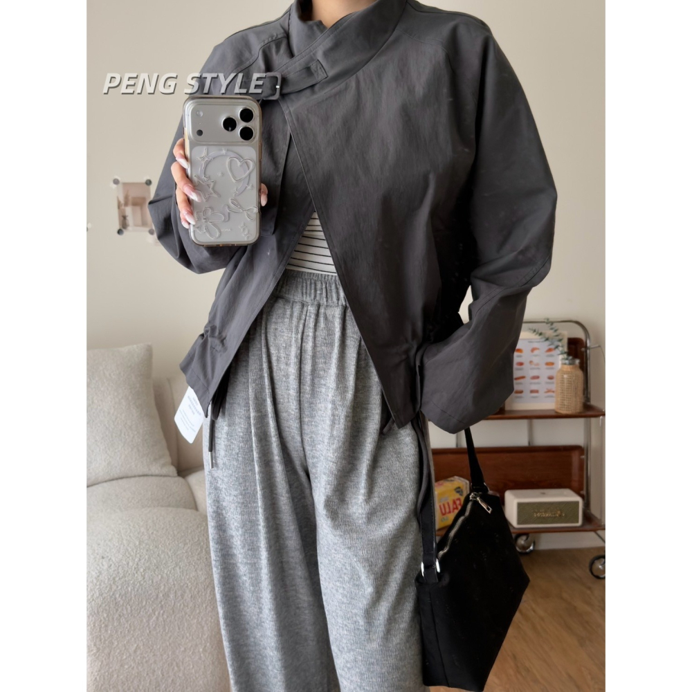 【PENG_STYLE】8月新款✨預購#K233 韓🇰🇷秋款🍂抽繩風衣外套-細節圖11