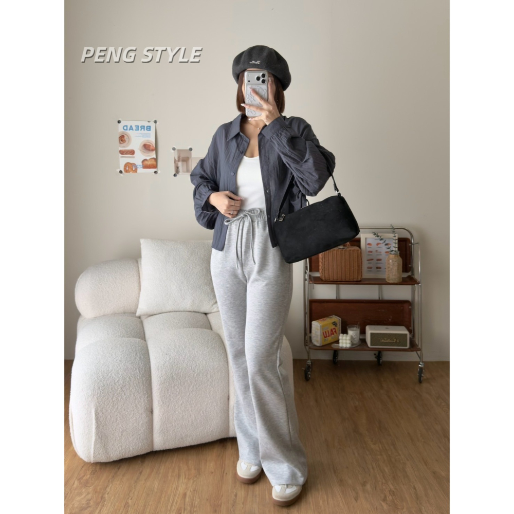 【PENG_STYLE】8月新款✨預購#87039 韓🇰🇷秋款🍂空氣棉微喇叭褲-細節圖3