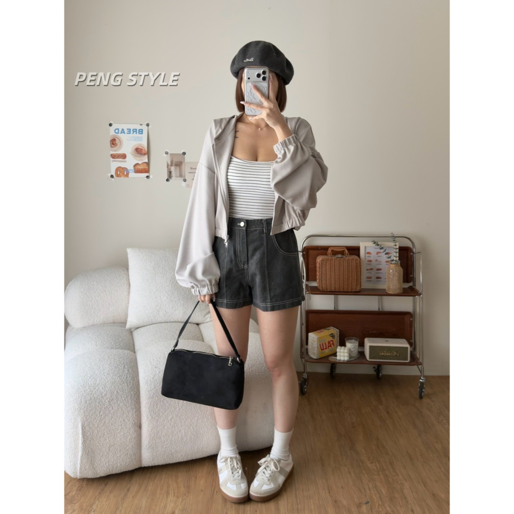 【PENG_STYLE】8月新款✨預購#85242 春夏季新款搭配𝗼𝗼𝘁𝗱涼感防曬拉鍊外套-細節圖9