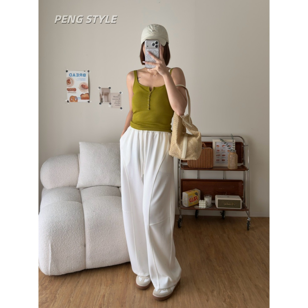 【PENG_STYLE】8月新款✨預購#1830 韓版🇰🇷秋款🍂連體杯排釦雙肩帶背心小可愛-細節圖6