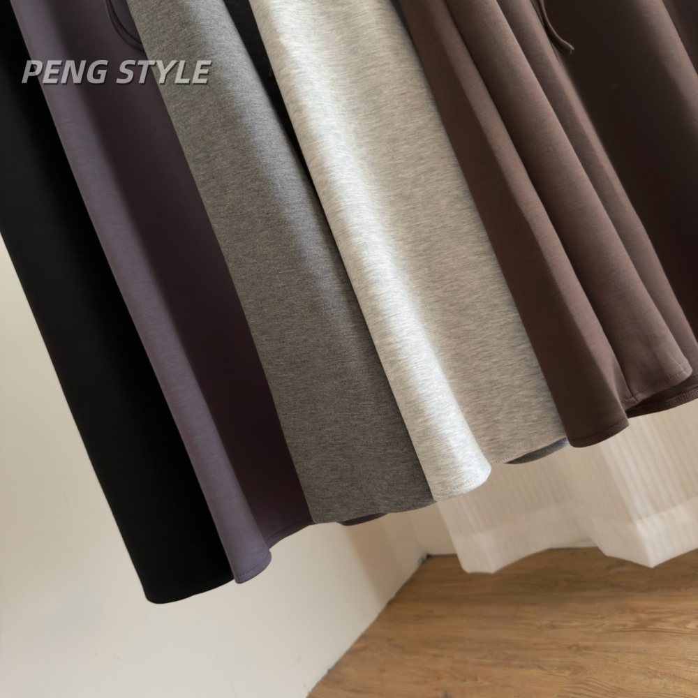 【PENG_STYLE】8月新款✨預購#02532 韓🇰🇷秋款🍂空氣棉腰繩長裙-細節圖3