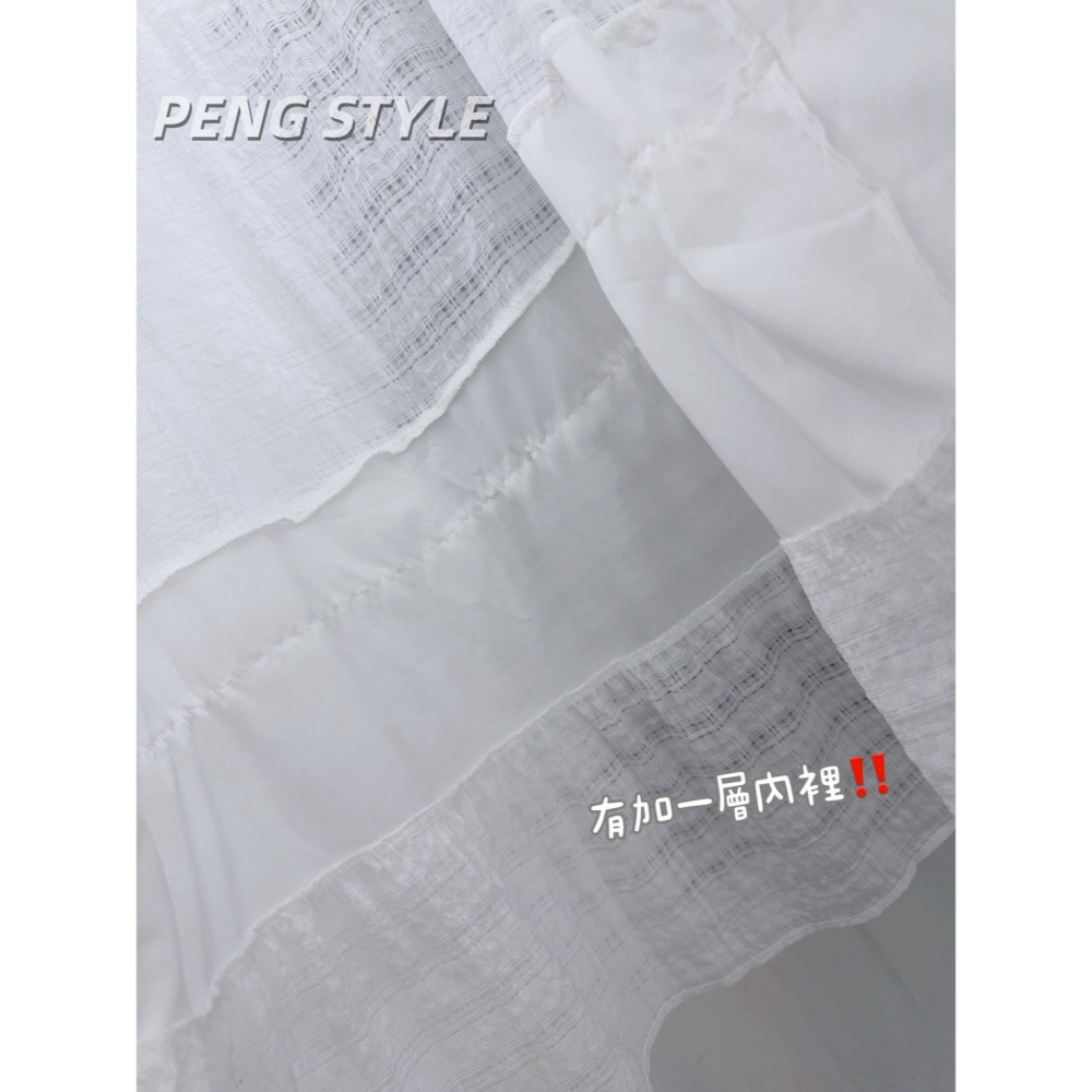 【PENG_STYLE】9月新款✨預購#5785B4韓系甜美格子細肩荷葉拼接疊穿短洋裝-細節圖4