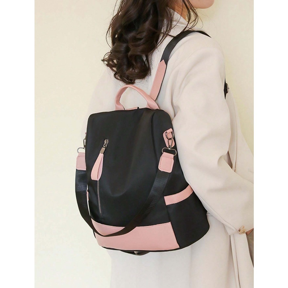 防水防盜拼色後背包-細節圖3