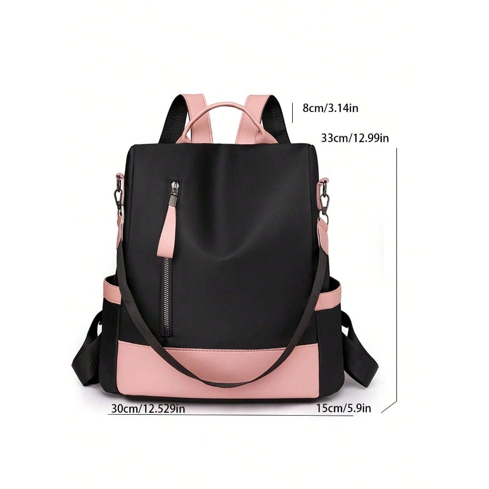 防水防盜拼色後背包-細節圖4