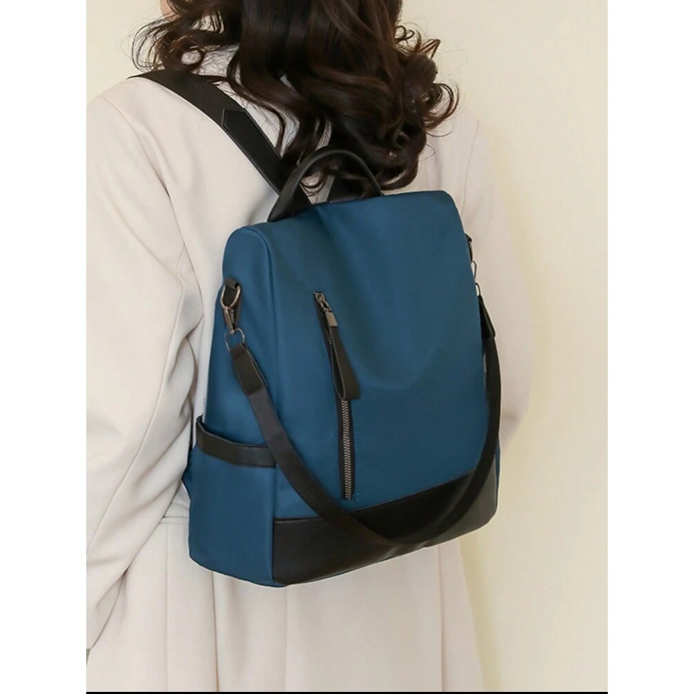 防水防盜拼色後背包-細節圖5