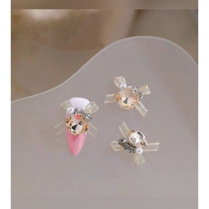 蕾絲蝴蝶結水鑽美甲組-細節圖7