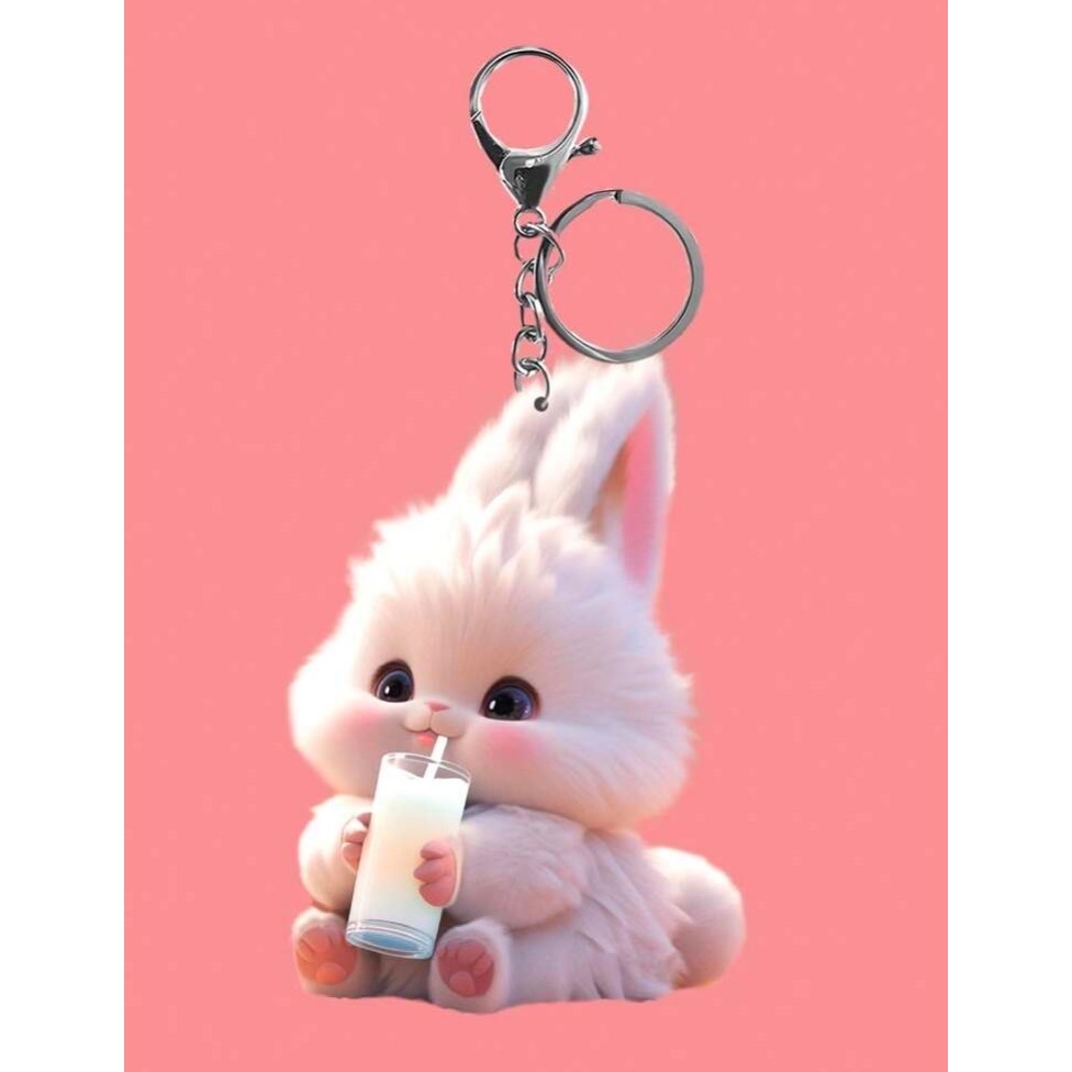 2D動物喝飲料壓克力吊飾-細節圖4