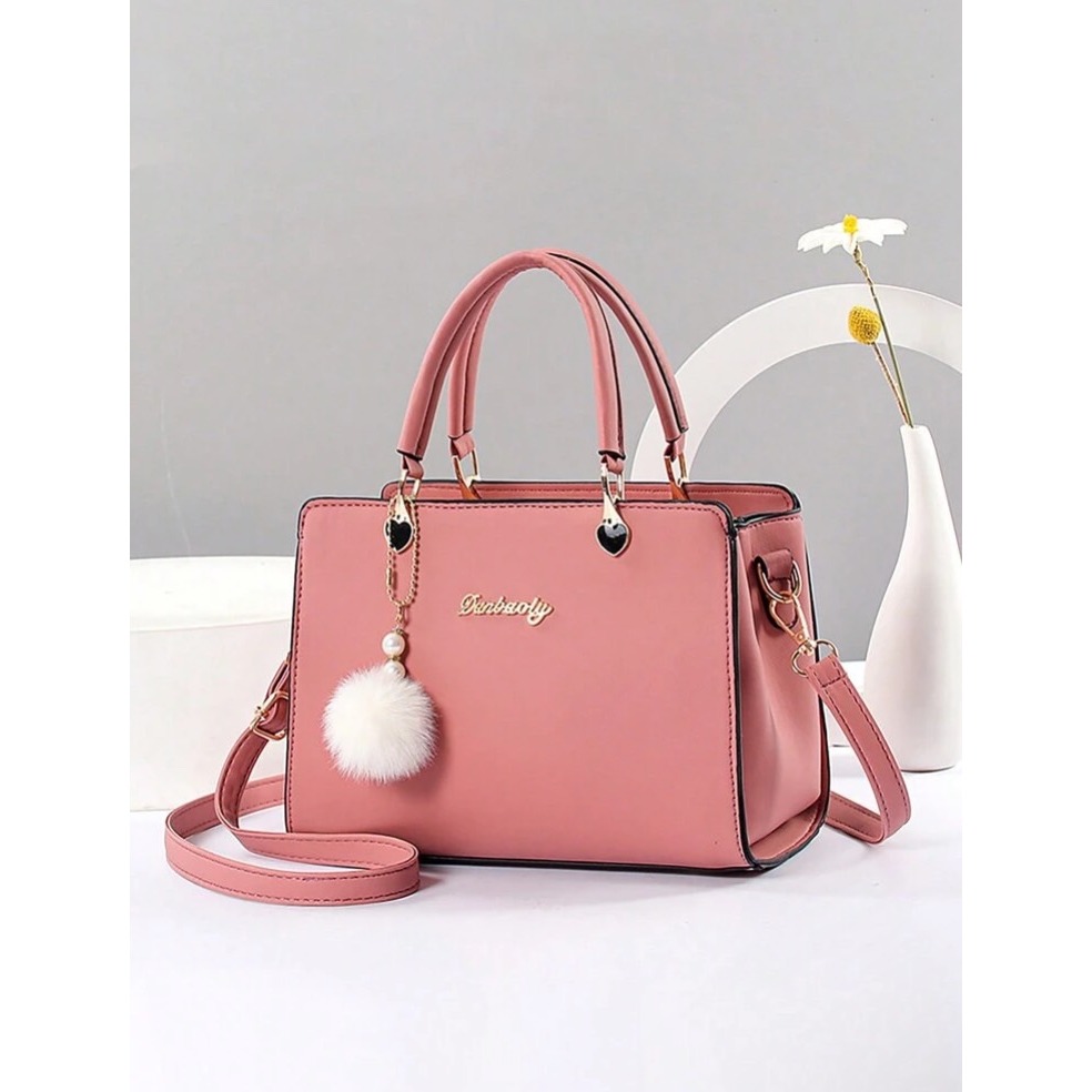 時尚手提包含絨球裝飾-細節圖2