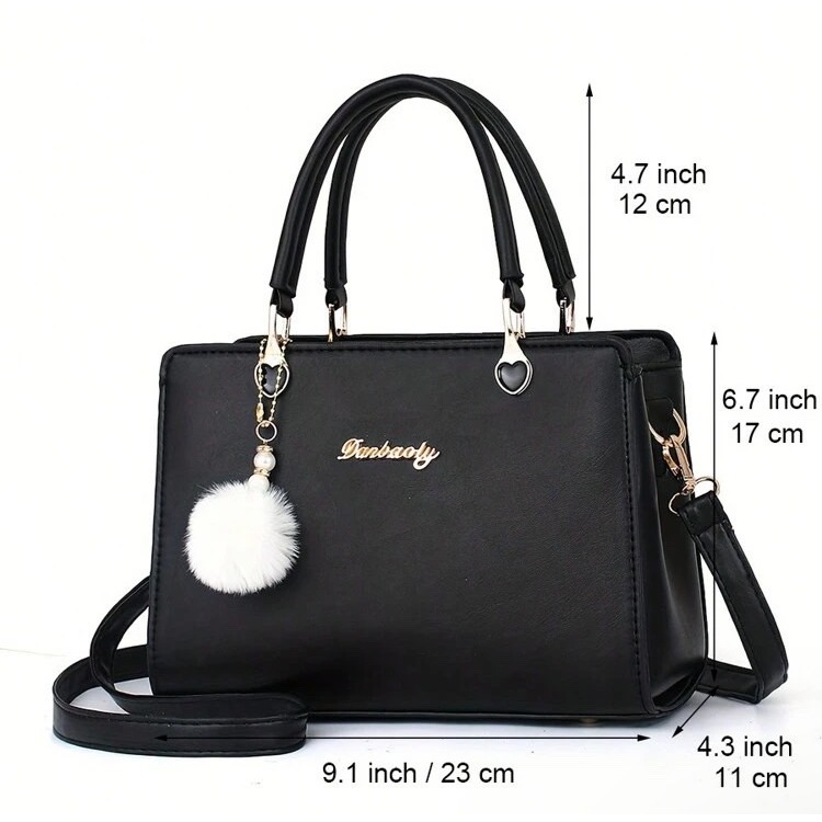 時尚手提包含絨球裝飾-細節圖10