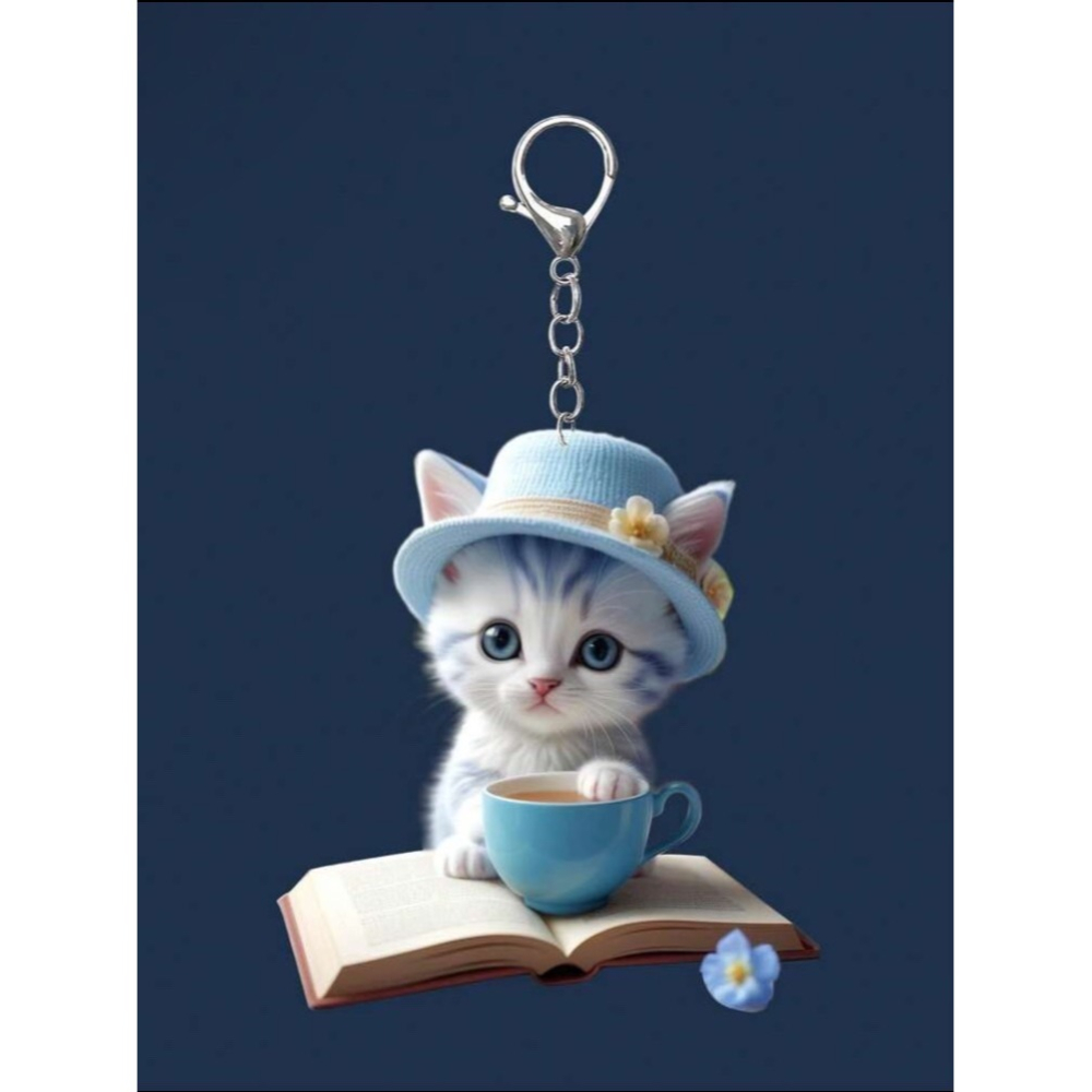 2D杯子貓咪壓克力吊飾-細節圖3