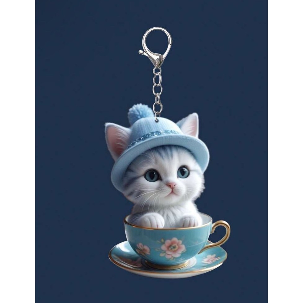 2D杯子貓咪壓克力吊飾-細節圖6