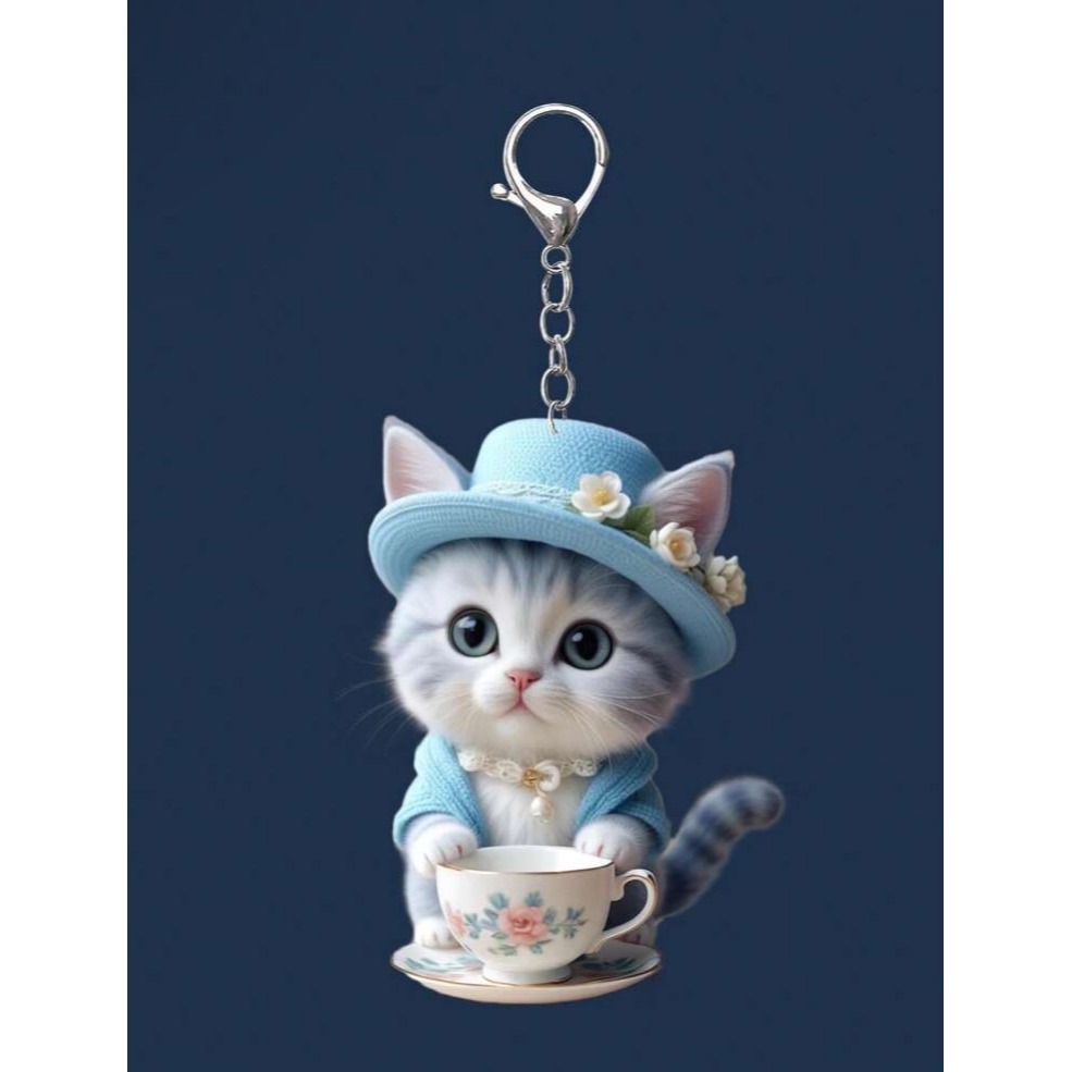 2D杯子貓咪壓克力吊飾-細節圖7
