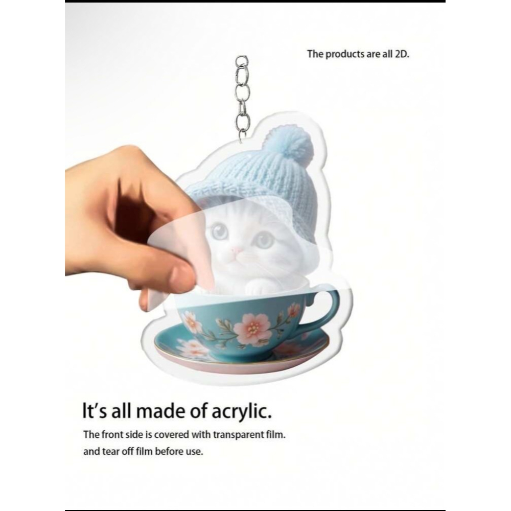 2D杯子貓咪壓克力吊飾-細節圖8