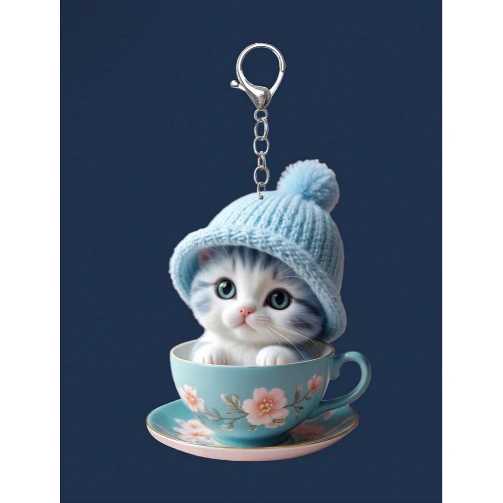 2D杯子貓咪壓克力吊飾-規格圖8