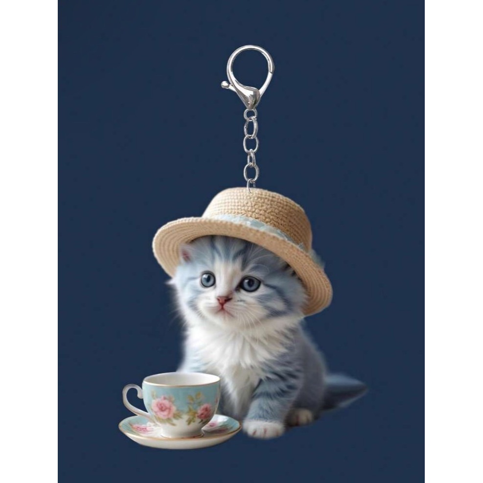 2D杯子貓咪壓克力吊飾-規格圖8