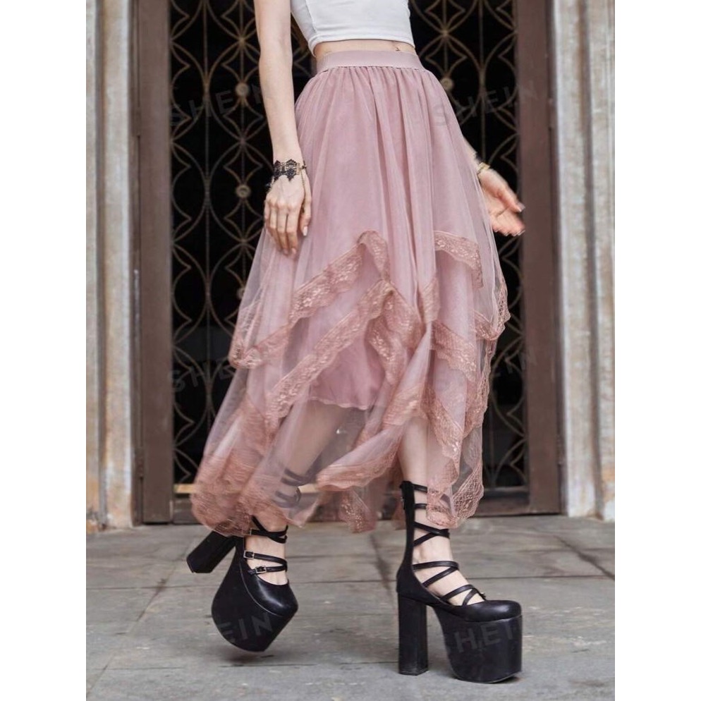 不對稱網紗半身裙-細節圖2