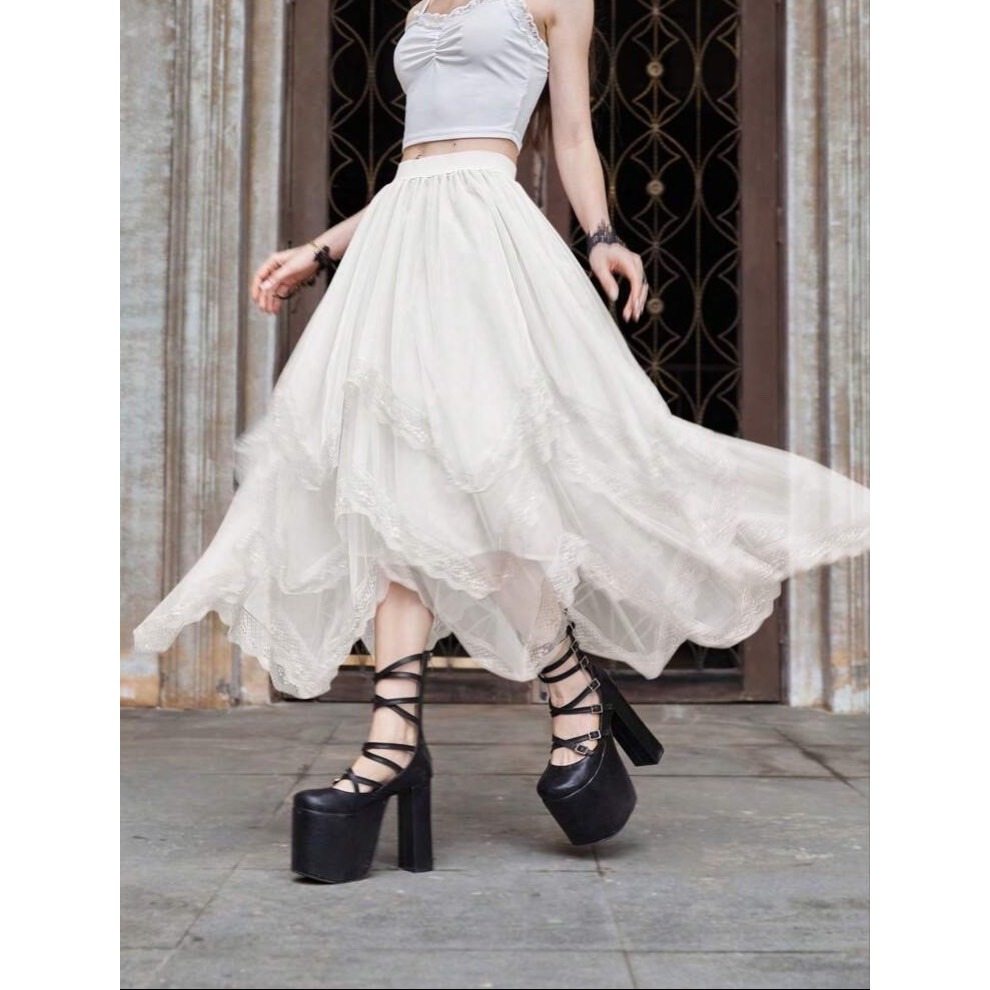 不對稱網紗半身裙-細節圖6