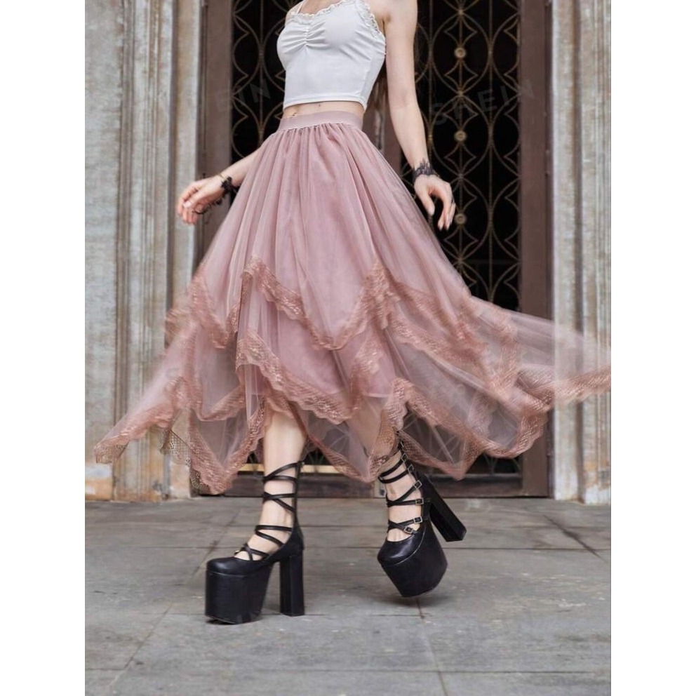 不對稱網紗半身裙-規格圖6