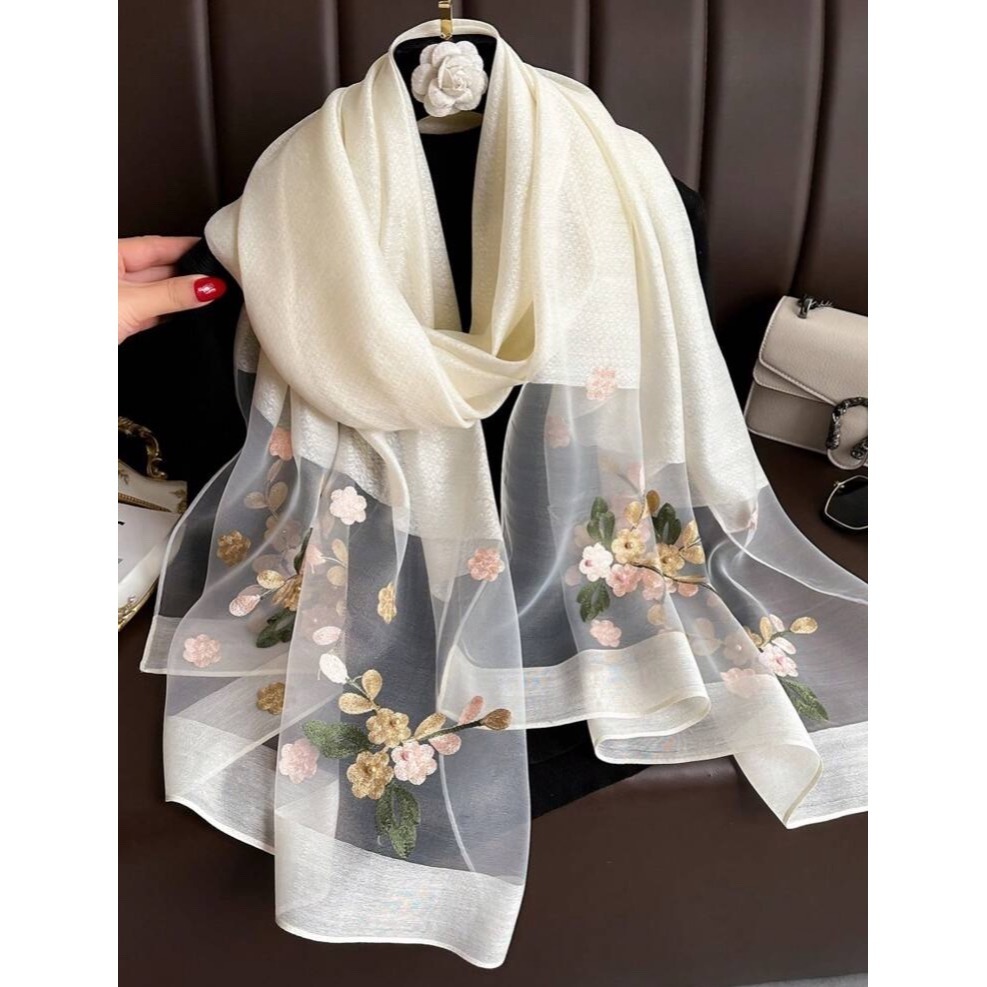 繡花珠片薄型圍巾-細節圖6