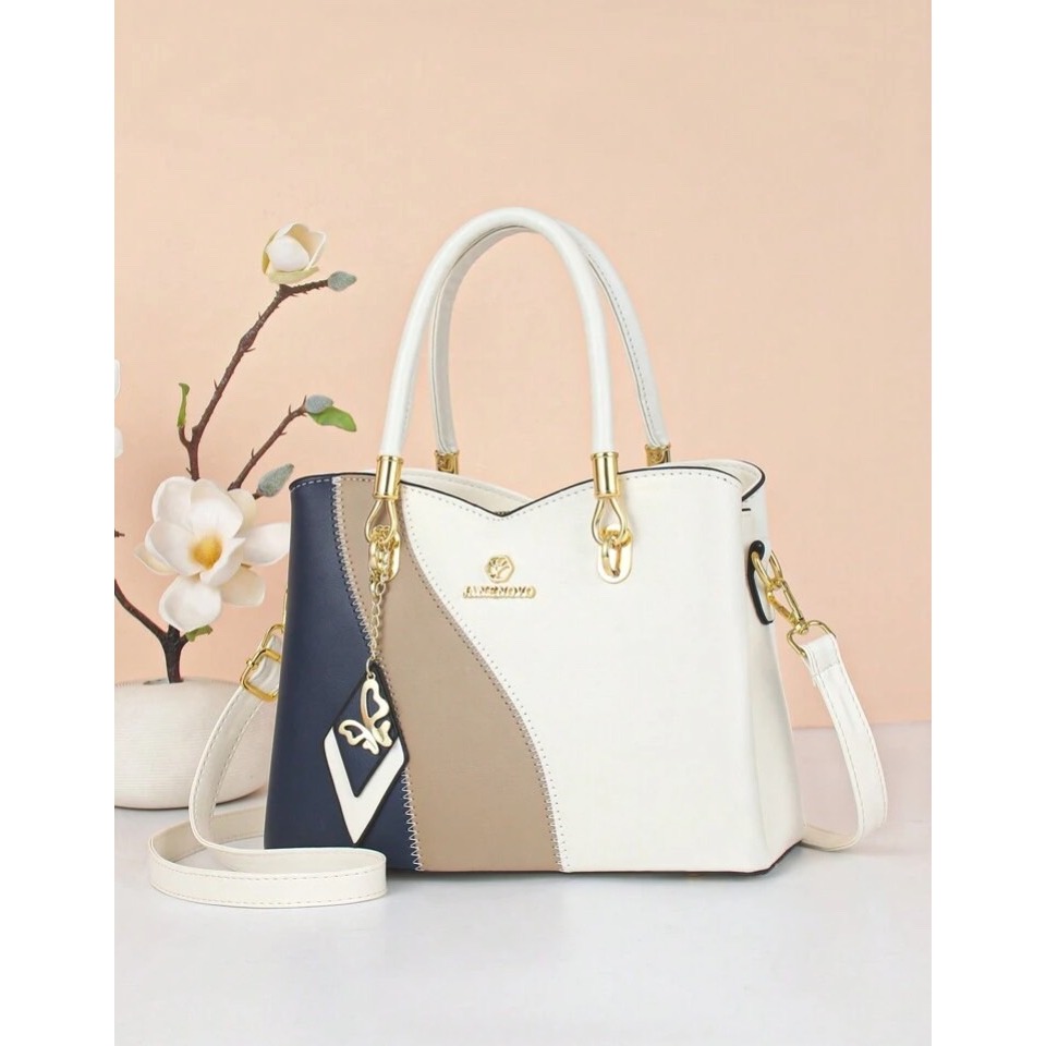 時尚撞色手提包-細節圖7