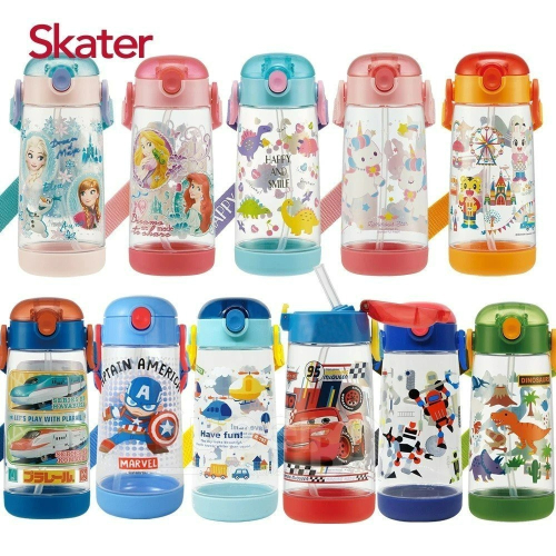 日本SKATER 480ml 吸管 兒童 透明 水壺 PDSH5