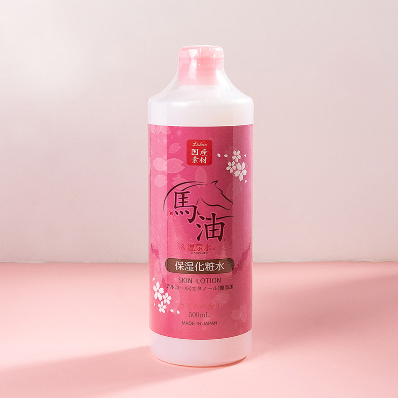 日本製【日本LISHAN】馬油溫泉水保濕化妝水-櫻花香 500ml 濕敷 （不含酒精）-細節圖2