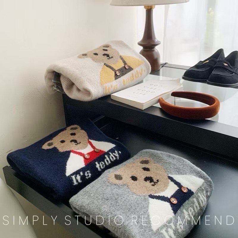 𝐒𝐈𝐌𝐏𝐋𝐘 𝐒𝐓𝐔𝐃𝐈𝐎 ☻ 韓國🇰🇷 korea 可愛小熊針織毛衣3色售-細節圖7