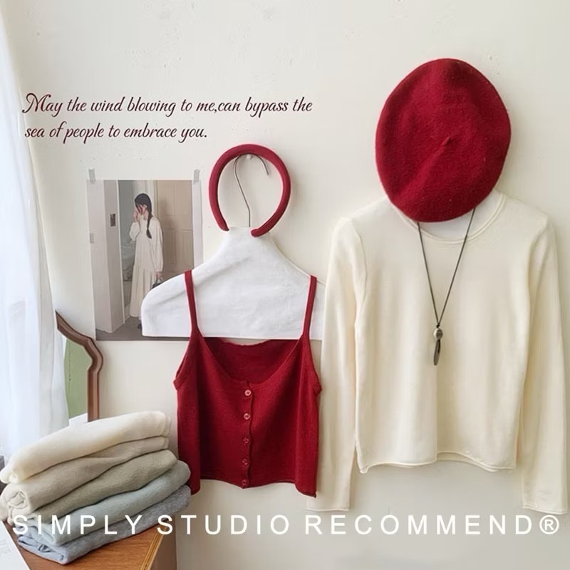 𝐒𝐈𝐌𝐏𝐋𝐘 𝐒𝐓𝐔𝐃𝐈𝐎 ☻ 韓版 秋季新款 疊穿紐扣羊毛卷邊長袖針織衫兩件套  6色售-細節圖2