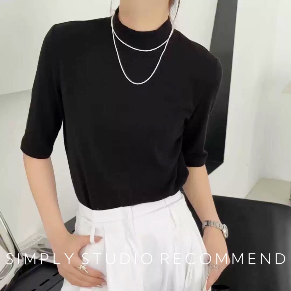 𝐒𝐈𝐌𝐏𝐋𝐘 𝐒𝐓𝐔𝐃𝐈𝐎 ☻ 韓版 秋冬新款 仿羊絨質感半高領針織衫  2色售-細節圖2