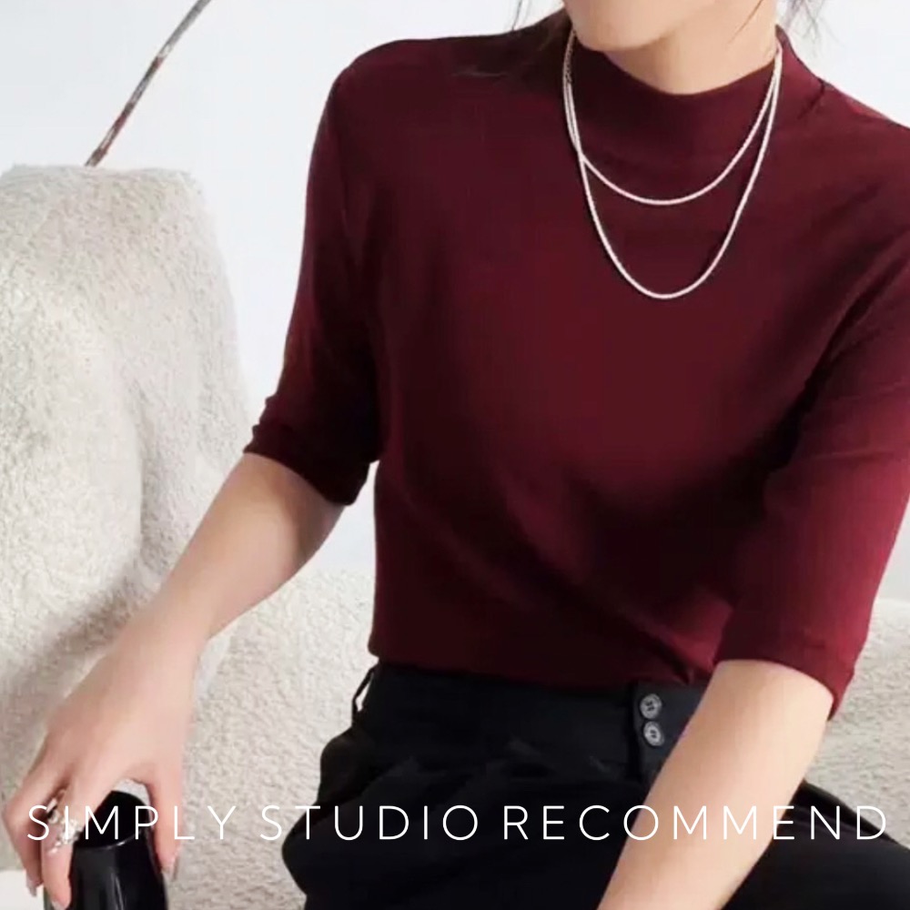 𝐒𝐈𝐌𝐏𝐋𝐘 𝐒𝐓𝐔𝐃𝐈𝐎 ☻ 韓版 秋冬新款 仿羊絨質感半高領針織衫  2色售-細節圖3