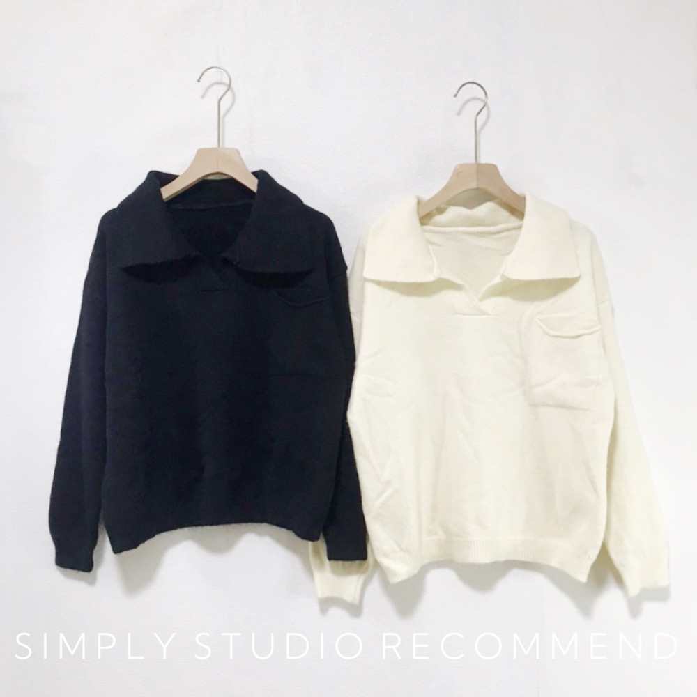 𝐒𝐈𝐌𝐏𝐋𝐘 𝐒𝐓𝐔𝐃𝐈𝐎 ☻ 韓版 秋冬新款 慵懶 V領針織毛衣  2色售-細節圖3