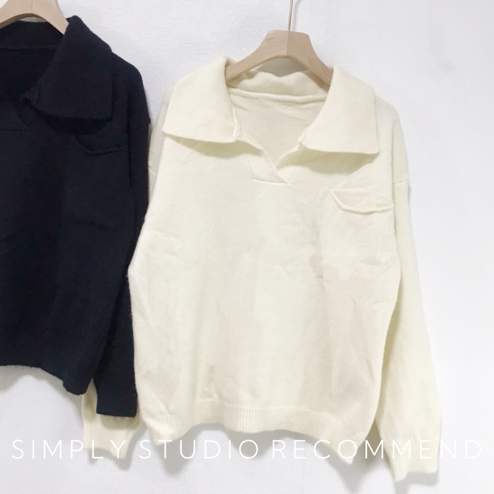 𝐒𝐈𝐌𝐏𝐋𝐘 𝐒𝐓𝐔𝐃𝐈𝐎 ☻ 韓版 秋冬新款 慵懶 V領針織毛衣  2色售-細節圖4