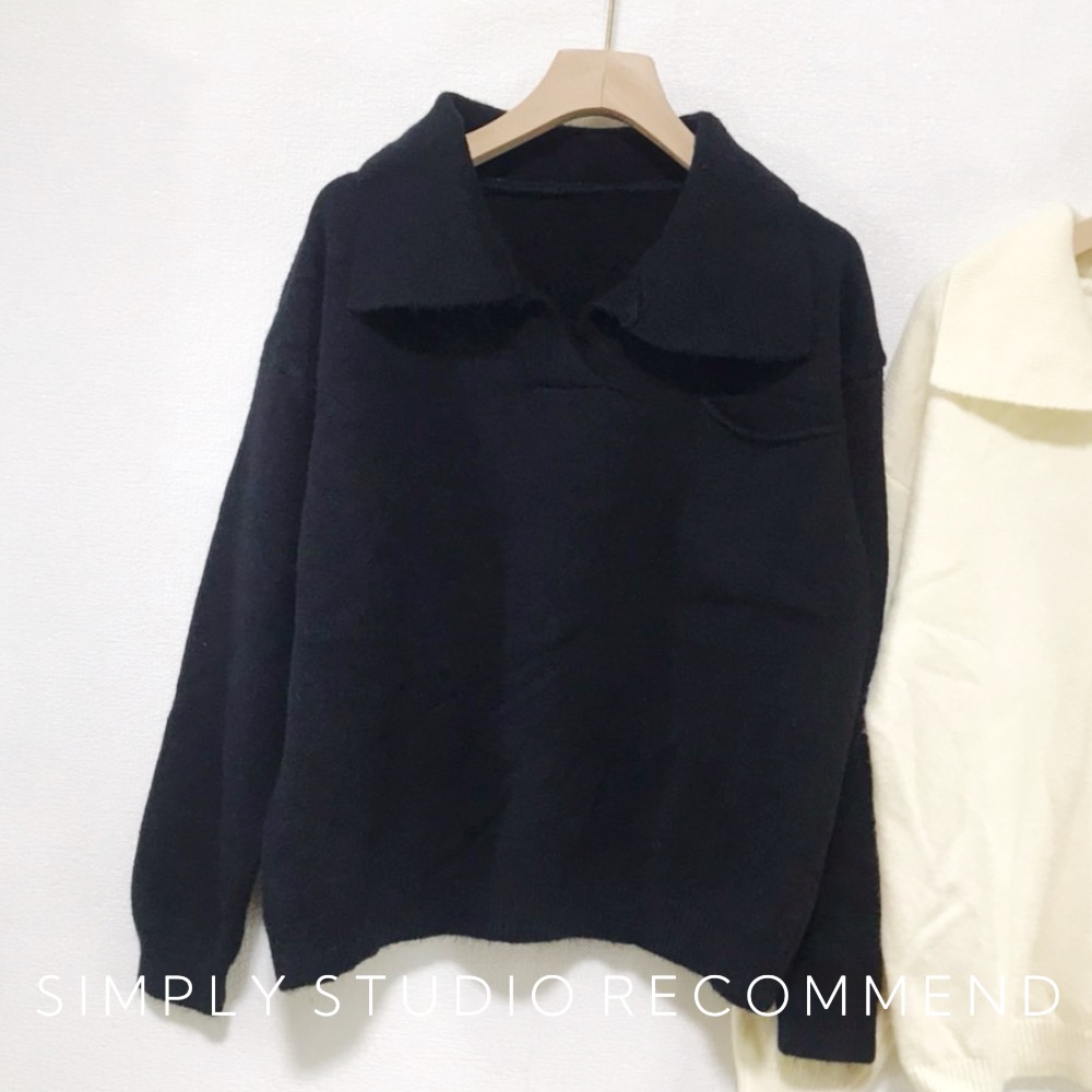 𝐒𝐈𝐌𝐏𝐋𝐘 𝐒𝐓𝐔𝐃𝐈𝐎 ☻ 韓版 秋冬新款 慵懶 V領針織毛衣  2色售-細節圖5