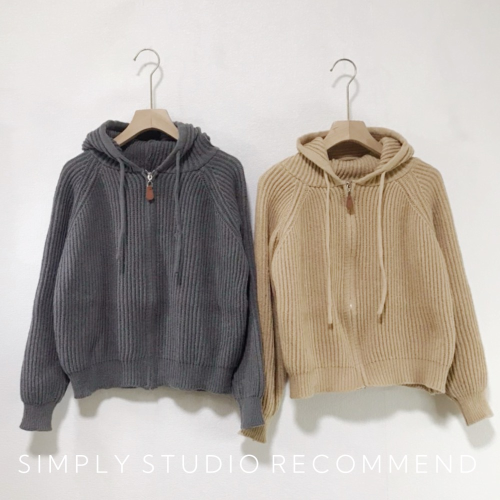 𝐒𝐈𝐌𝐏𝐋𝐘 𝐒𝐓𝐔𝐃𝐈𝐎 ☻ 韓版 秋冬新款 慵懶連帽開衫針織毛衣外套  2色售-細節圖6