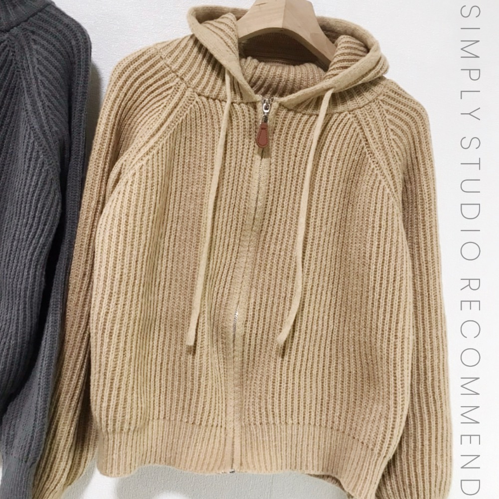 𝐒𝐈𝐌𝐏𝐋𝐘 𝐒𝐓𝐔𝐃𝐈𝐎 ☻ 韓版 秋冬新款 慵懶連帽開衫針織毛衣外套  2色售-細節圖7