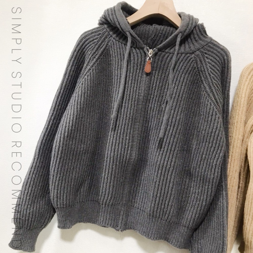 𝐒𝐈𝐌𝐏𝐋𝐘 𝐒𝐓𝐔𝐃𝐈𝐎 ☻ 韓版 秋冬新款 慵懶連帽開衫針織毛衣外套  2色售-細節圖8