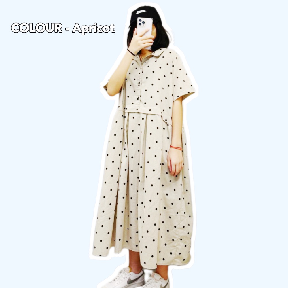 𝐒𝐈𝐌𝐏𝐋𝐘 𝐒𝐓𝐔𝐃𝐈𝐎 ☻ 韓版 初春新款 森女日系文藝拼接點點洋裝  2色售-規格圖3