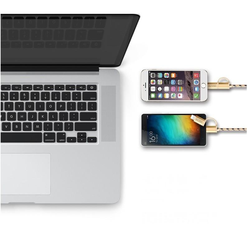 蘋果數據線二合一 兩用 安卓 多功能二合一充電線 iPhone android micro USB apple-細節圖5