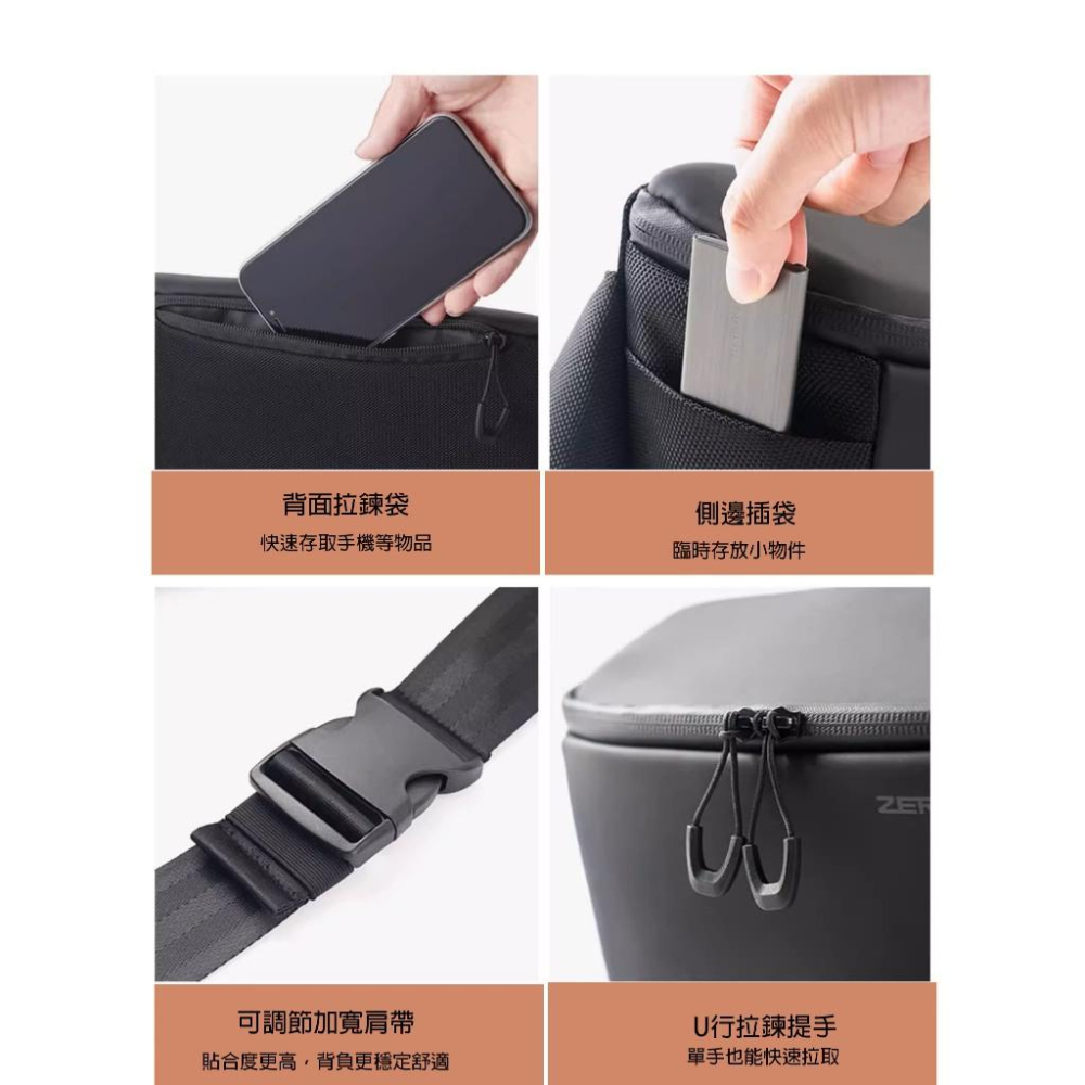 ELECOM耐衝擊相機包兩用式大開口斜背包輕量化出行腰包防潑水耐磨便攜收納包-細節圖3