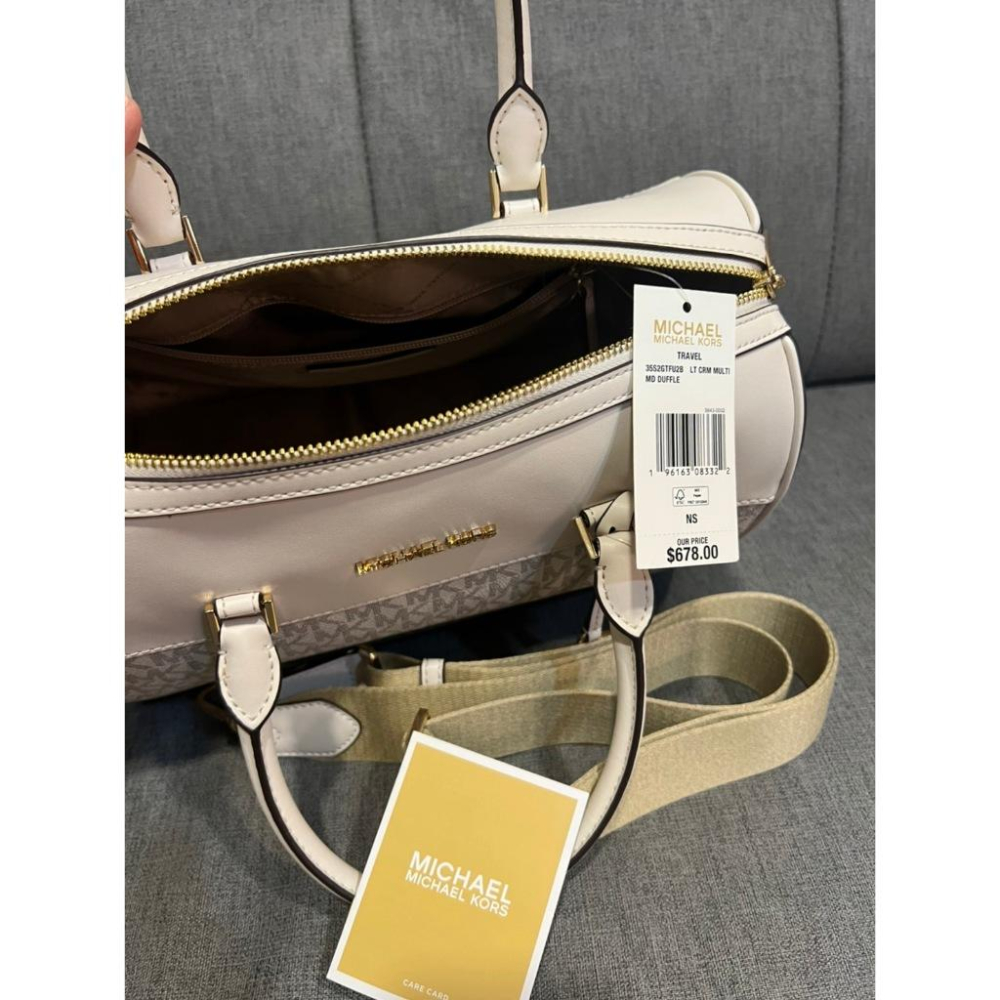 全新 MK 滿版老花 波士頓包 正品 手提 肩背 斜背 寬背帶-細節圖3