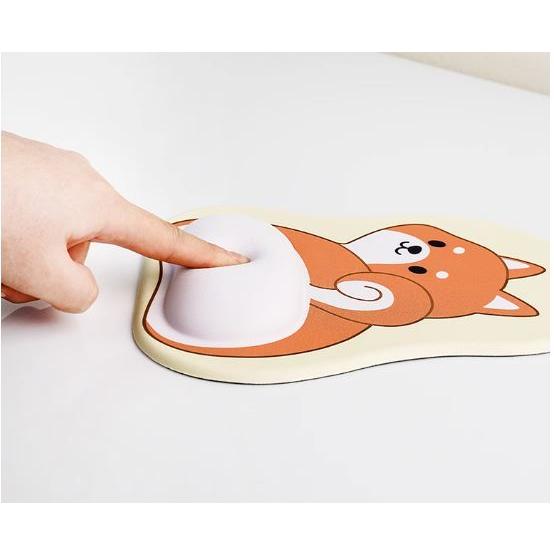 elecom 日本矽膠 護腕 滑鼠墊 可愛 笑臉腕托桌墊 企鵝 貓咪 柴犬 造型滑鼠墊 腕墊-細節圖9