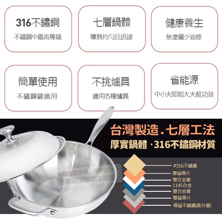 TOP-CHEF 頂尖廚師 40公分 IH爐鍋｜頂級白晶316不鏽鋼深型炒鍋｜無塗層鍋｜316不鏽鋼鍋｜不鏽鋼炒鍋-細節圖4