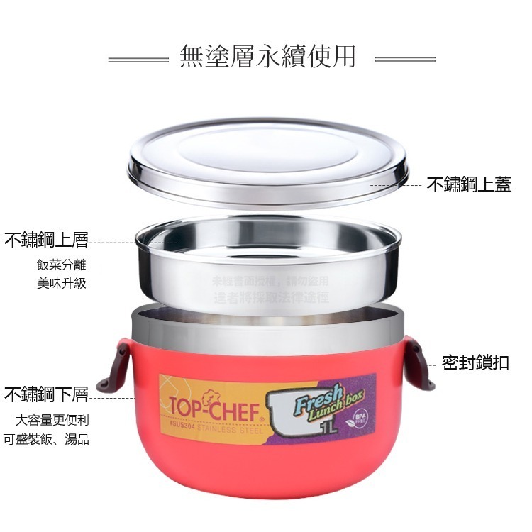 TOP-CHEF 頂尖廚師 304不鏽鋼馬卡龍雙層隔熱便當盒｜不鏽鋼便當盒｜雙層便當盒-細節圖3
